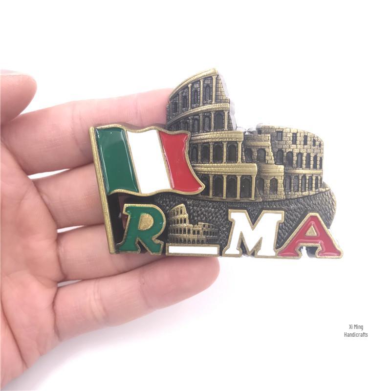 3D Metal Fridge Magnet: USA, England, Italy, Madrid, Dubai, Belgium, India, Israel - High-End Commemorative Collection