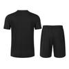 Men's European Solid Color Jacquard Summer Casual Round Neck Short Sleeve T-shirt & Shorts Set