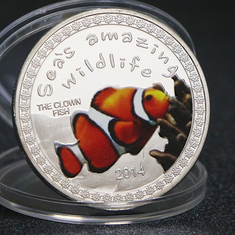 African Tropical Fish Commemorative Coin, Marine Animal Gold and Silver Coins, Clownfish Commemorative Silver Coins, Foreign Currency, Coins