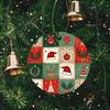 Vintage Christmas Elements Pattern Acrylic Christmas Tree Ornament Festive Holiday Hanging Decoration Xmas Tree Bauble Home Party Winter Decor