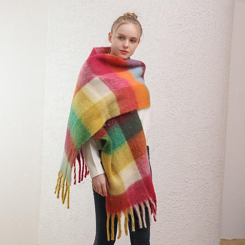 Junbie Electric Heated Plaid Imitation Cashmere Scarf with Tassels