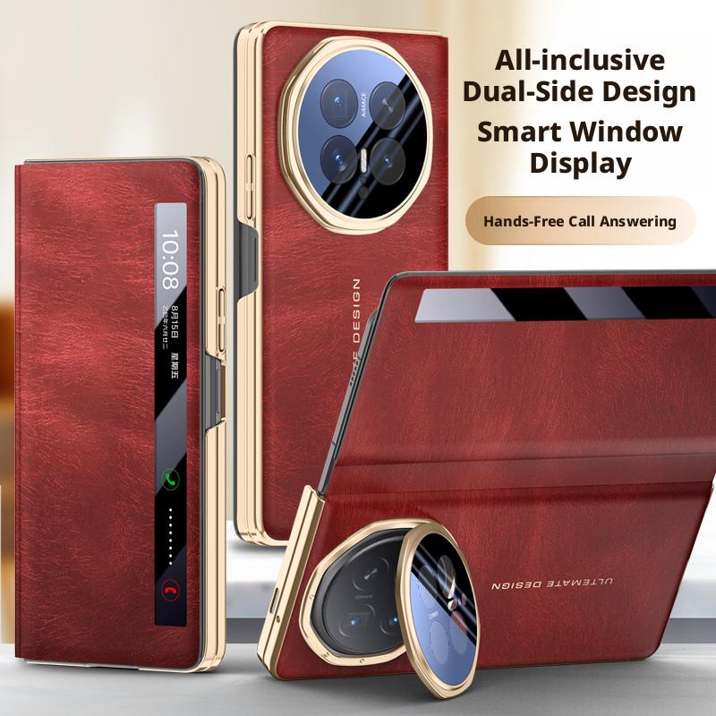 For Honor Magic V6 All-in-one Leather Case Luxury Gold-rimmed Skin-friendly Leather Magnetic Cover For Magic V6 Shockproof Funda