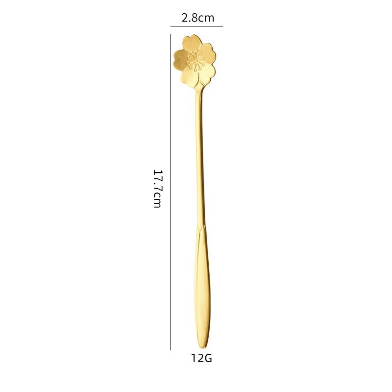 Stainless Steel Long Handle Cherry Blossom Coffee & Dessert Spoon