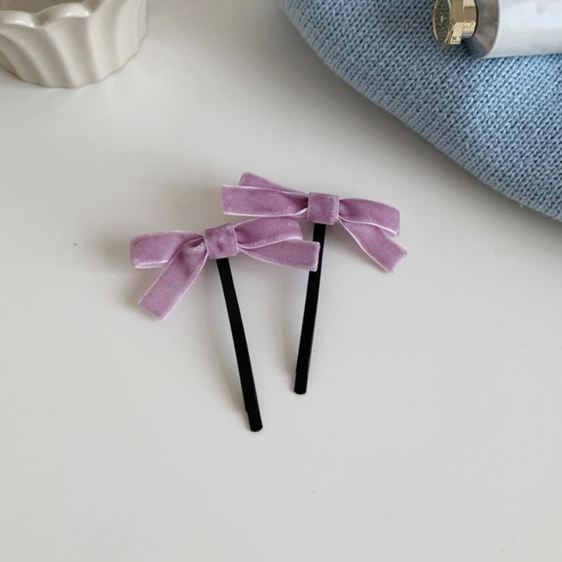 Packung mit 2 schwarzen Samt-Schleifen-Haarspangen Haargummis für Mädchen Kopfschmuck Haarspangen Elastische Haarbänder für Frauen