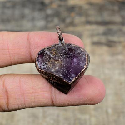 Ciondolo Grezzo Ametista Africana Ciondolo in Rame Elettroformato Ciondolo con Pietra Preziosa Gioielli Elettroformati Regalo di Anniversario Gioielli in Rame Fatti a Mano