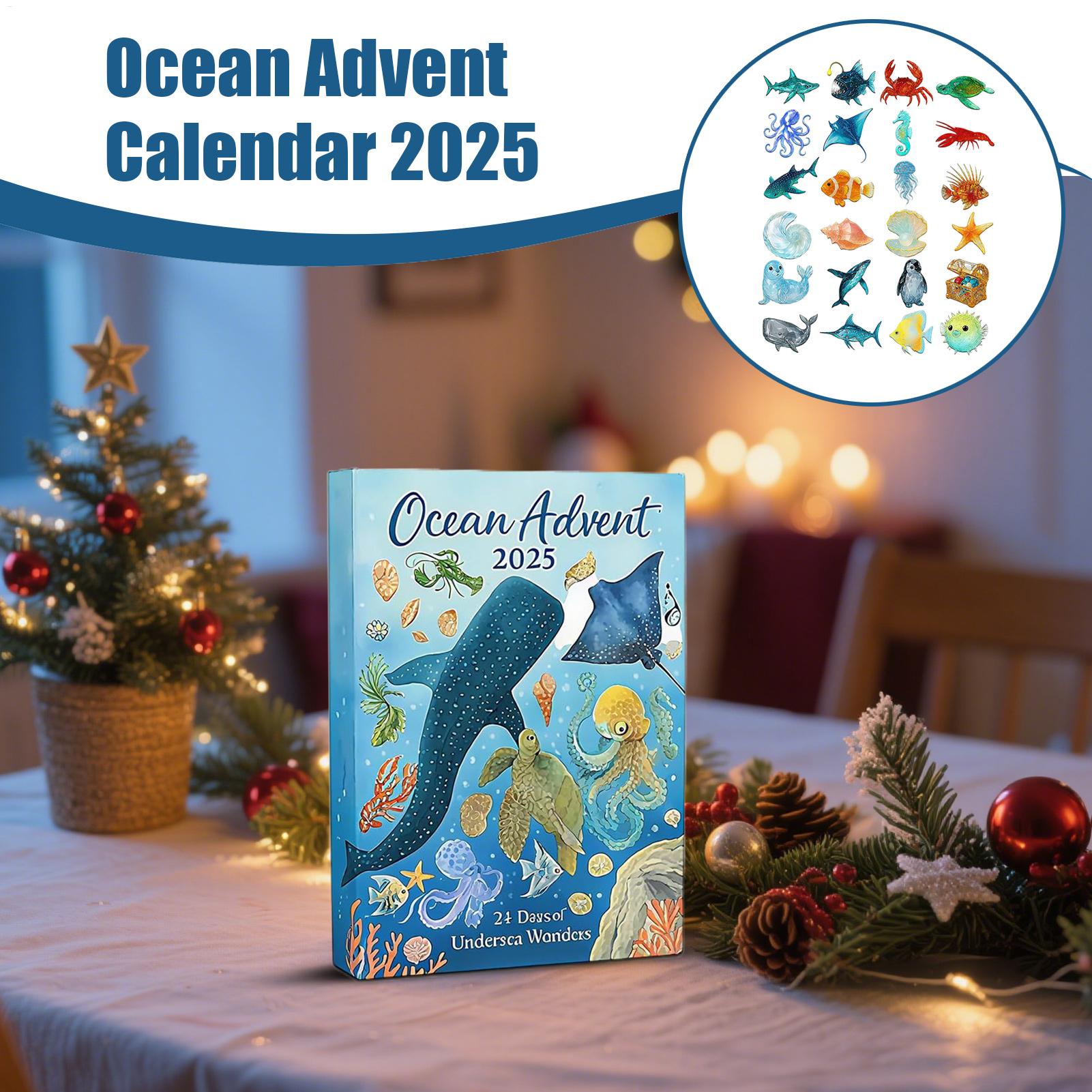 Christmas Countdown Sea Themed Ornament 2D 24 Days Christmas Countdown Figures For Holiday Seasonal Halloween Thanksgiving L