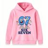Kids Boys Girls Pullover Hoodie, Cute Cartoon 67 Character Printed Casual Sweatshirt, Soft Lightweight Long Sleeve Hooded Top for Daily Wear Party Gif
