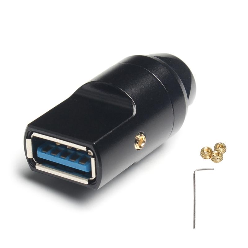 

USB3.0 Type A Female Socket Connector Solder Type Aluminum Alloy Shell For 6mm Cable Repair And Extension чорний