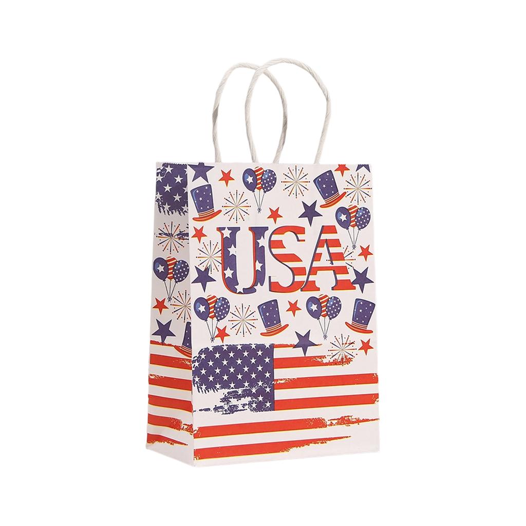 US Independence Day Themed Gift Packaging Bags Kraft Paper Bags Holiday Handbags