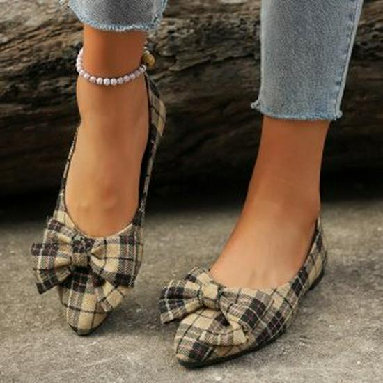 2024 Høst Damesko i Store Størrelser med Sløyfe Spiss Tå Loafers - Flate Europeiske og Amerikanske Hverdagssko