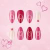 24 Pcs Pink Heart Artificial Nail Valentines Day False Nail Lovely Stick on Nail French Press On Nail for Holiday