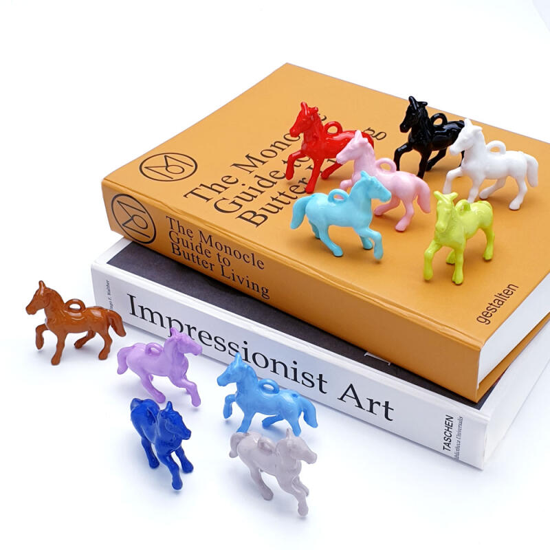 Acrylic animal horse riding keychain accessory supplies baby pink