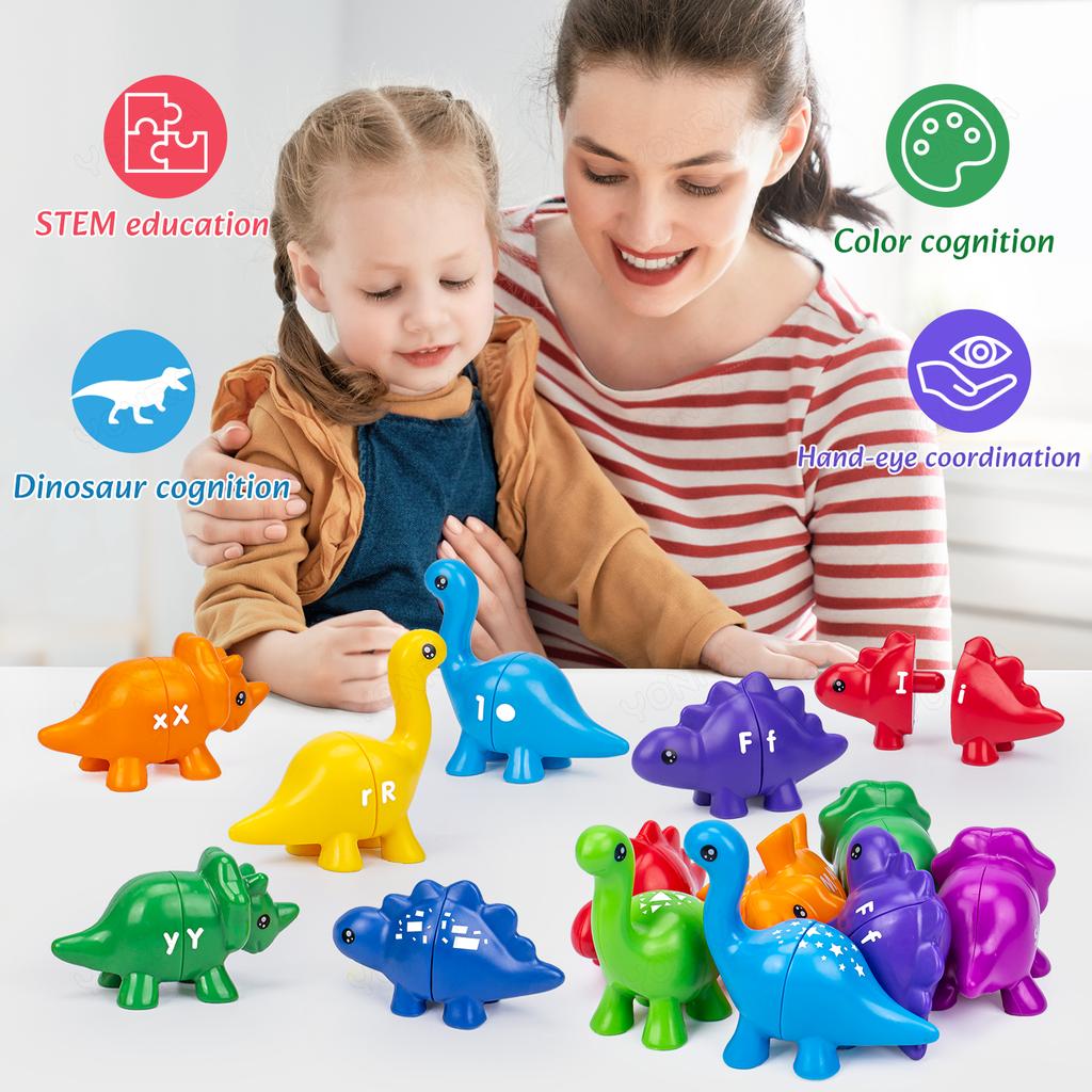 Matching Dinosaur Toy With Storage Bucket Montessori Toys for Kids Counting Learning Toys for Toddlers Children Development Game
