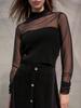 SORRY, TOO MUCH LOVE Sleeve Shirring See Through Turtleneck Top_Black