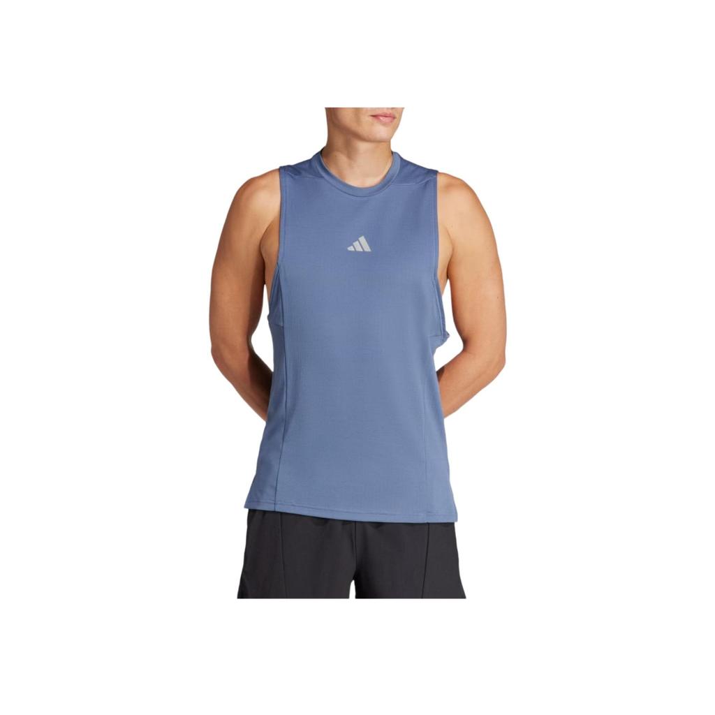Adidas Heat.Rdy Logo Loose Moisture-Wicking Round Neck Sleeveless Tank Top Men Tops Blue IS3713