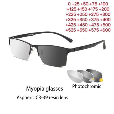 Gafas de Sol con Luz Cambiante Lente Camaleón Bloqueo de Luz Azul para Miopía Para Hombres Pantalla de PC Gafas de Juego para la Vista +050 +075 +175 +25 +6