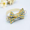 Cat Necklace Escapeproof Adjustable Fabric Adorable Bowknot Decor Pet Small Dog Plaid Collar