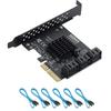 PCIe 4X 1X SATA Card 6 Ports, 6 Gbps SATA 3.0 PCIe Card,PCIe To SATA Controller Expansion Card, Non-Raid,with 6 SATA Cables