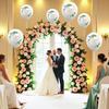 Wedding Balloons 12 Inch White Balloons with Hearts Eucalyptus Prints Romantic Balloons for Wedding Engagement Registry Office Marriage Decoration