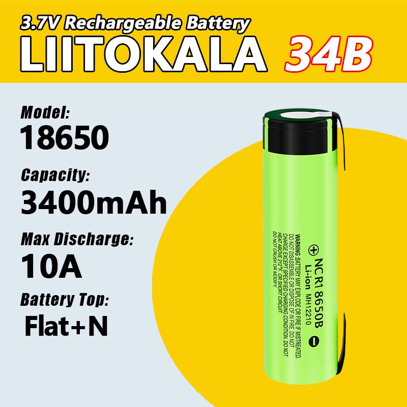 LiitoKala NCR18650B 3400mAh Battery, Model 34B
