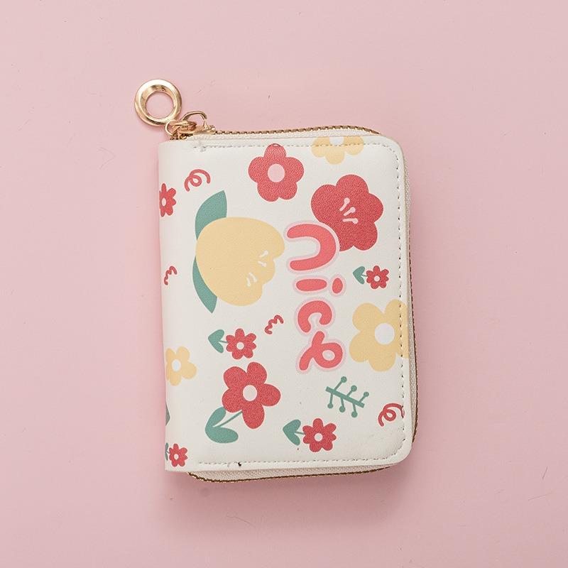 New Fashionable Cute Small Fresh Printed Change Bag Cartoon Animation Male and Female Students Short Zipper Wallet