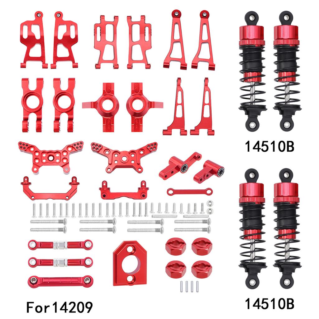 Mjx 14210 14209 H14BM Metal Steering Cup Upper Lower Swing Arm Set Shock Tower Bracket Body Post Hyper Go RC Car Upgrade Parts