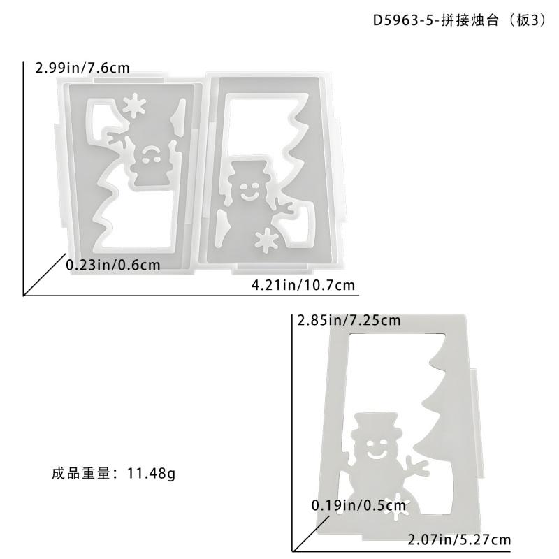 DIY Christmas Candlestick Silicone Mold Deer Snow Lantern Shaped Candle Gypsum Base Epoxy Resin Mold Home Decoration