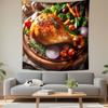 Roasted Chicken with Fresh Veggies Patterned Tapestry Decorative Wall Hanging, Home Bedroom Living Room Decor