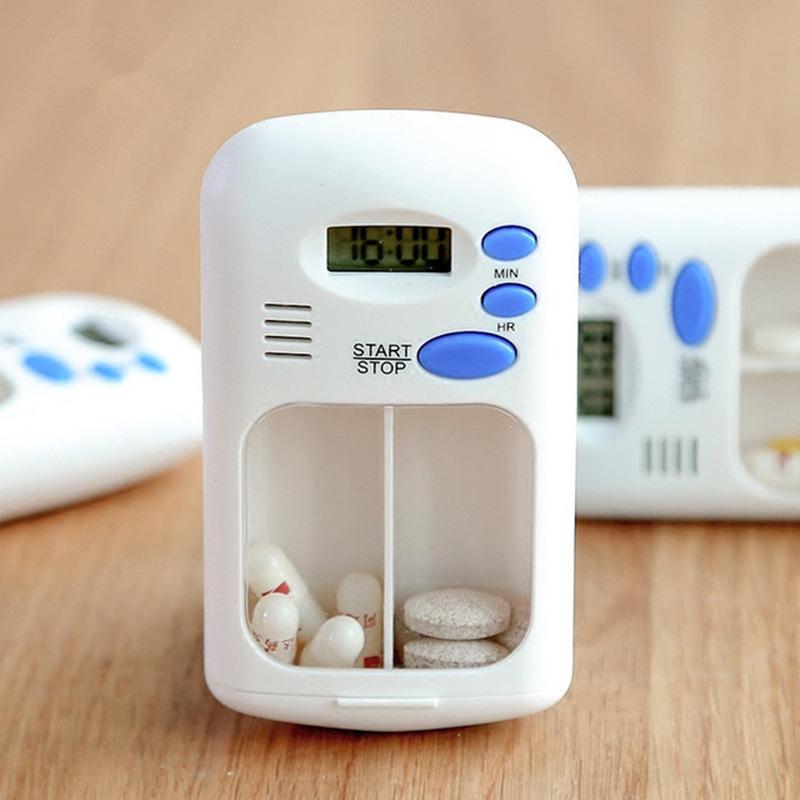 LED Display Mini Pill Reminder Box Portable Alarm Timer Medicine Organizer Waterproof 7 Compartments for Hiking Travel Use