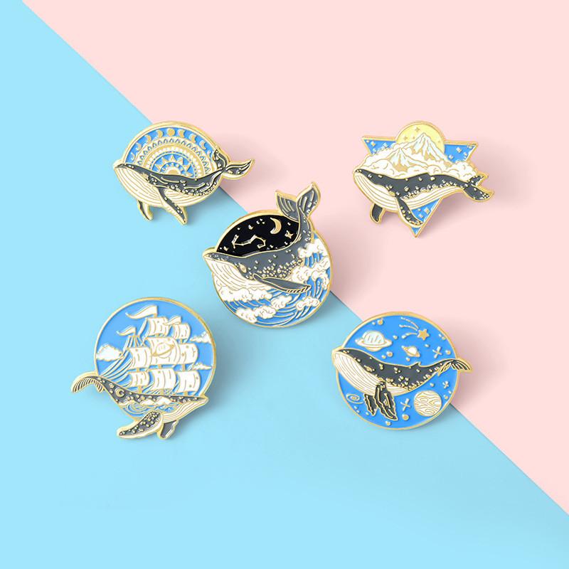 Creative Whale Design Alloy Brooch With Stunning Wave And Starry Sky Features For All Occasions