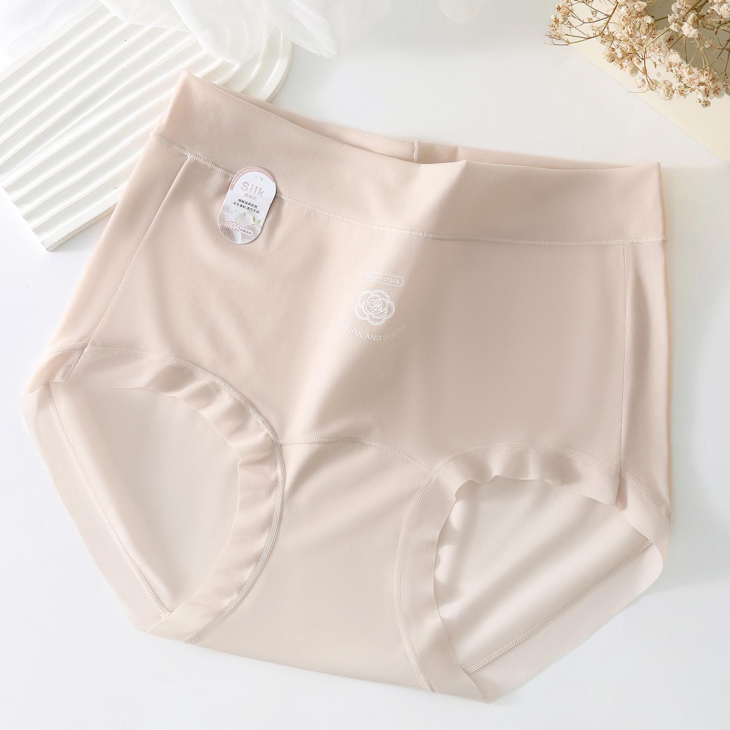 

Women s High-Waisted Mulberry Silk Seamless Underwear - Plus Size, Antibacterial, Ice Silk Yoga Briefs One Size
