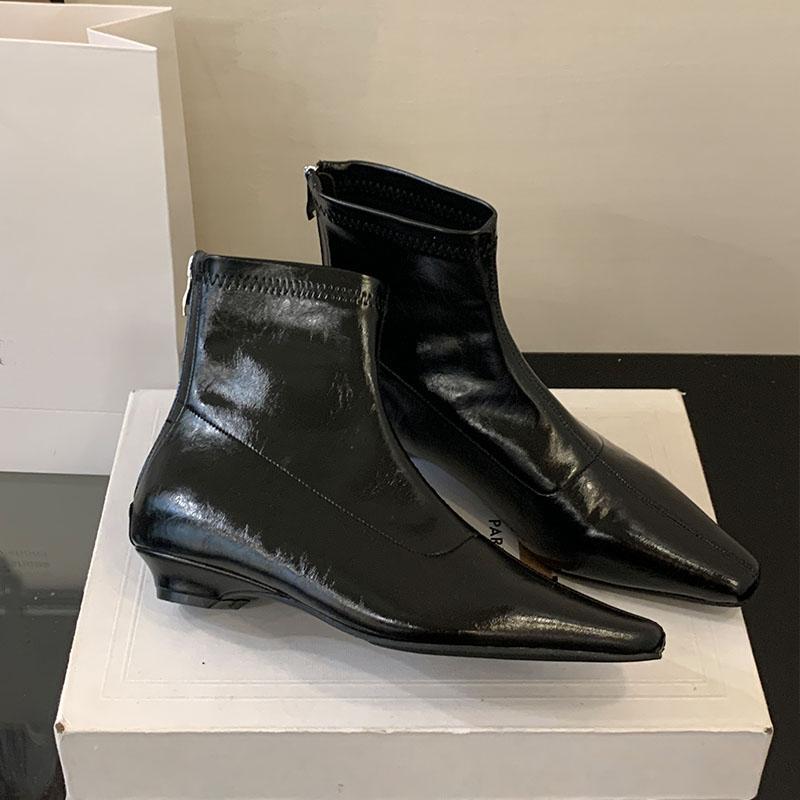Fashion Fashion Pointed Toe Women Flats Ankle Stretch Boots Shoes Casual Female Zippers Footwear Flats Ladies Short Boots Shoes