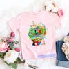 Magliette Kawaii per Bambini Divertenti Stampa Cartone Animato Mondo Toca Videogioco Maglietta per Bambini Piccoli Moda Estiva Magliette per Bambine Top Rosa