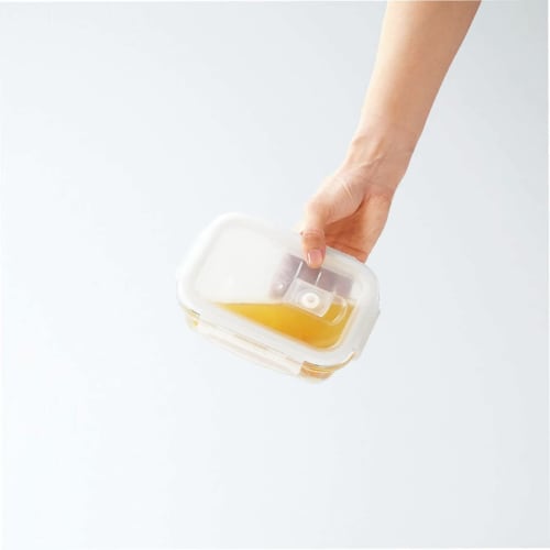 Kakusee HO-05 Home Meal - Heat-Resistant Glass Storage Container with Steam Valve, Rectangular, 1000ml, Clear