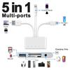 Universal 3-Wire 5-Port Card Reader for Phones & Computers, 9-in-1 TF/SD Camera OTG Adapter with Charging.