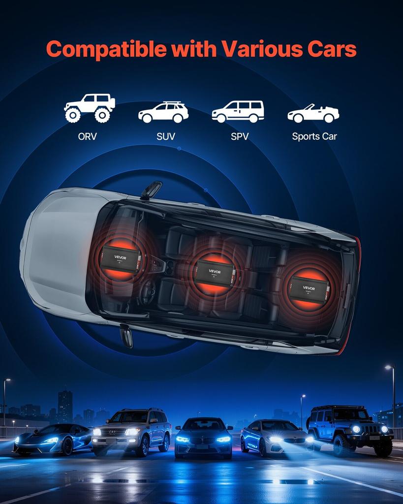 Car Audio Amplifier, 4-Channel Bridgeable Car Amplifier, Multichannel Class AB Stereo Amp, Max. 4 x 250W at 4 Ohms / 4 x 500W at 2 Ohms, High Output,