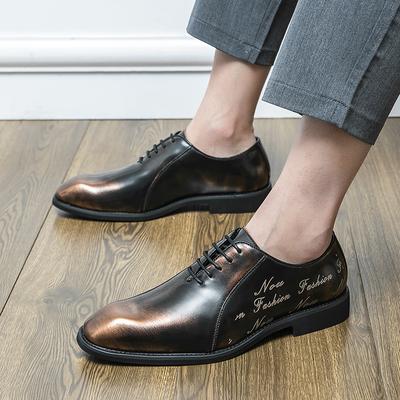 Men’s Derby Retro Bronze Leather Dress Shoes Formal Office Business Shoes Tuxedo Wedding Blazers Saddle Shoes Plus Size