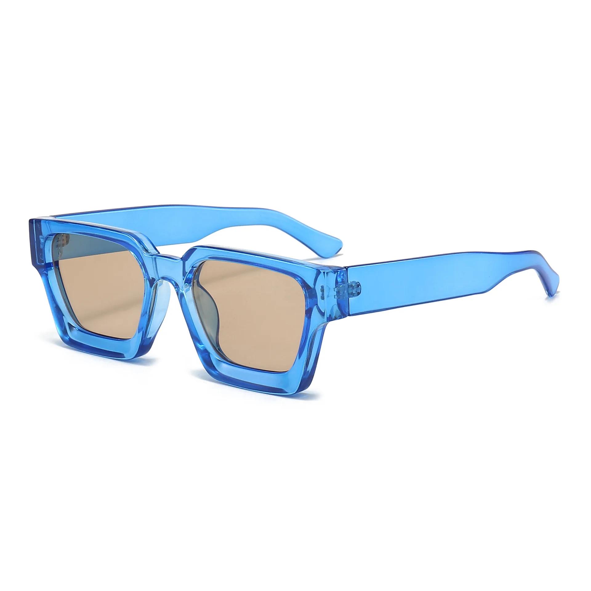 Nieuwe Retro Klassieke Vierkante Zonnebril voor Dames Heren Mode Luxe Merk Vintage Frame Zonnebril UV40 blue