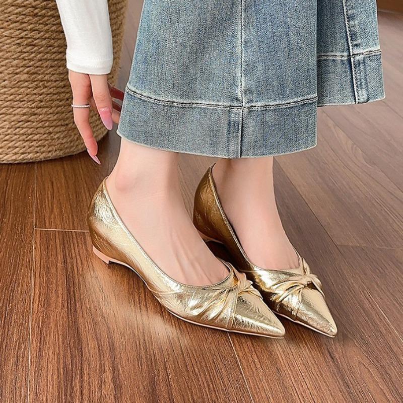 Fashion 2025 New Pointed Toe Women Flats Shoes Summer Shallow Dress Shoes Fashion Elegant Woman Sandals New Trend Cozy Female
