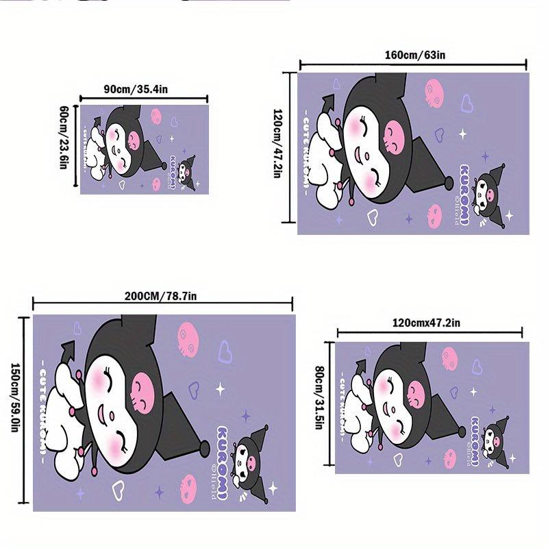 1pc Sanrio Kuromi Mermaid Printed Office Carpet Rectangle Rug Under The Table,Perfect Room Decor for Living Room, Bedroom, Kitchen, Non-slip Floor Mat