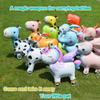 Cartoon Animals Stand Up Aluminum Film Balloons With Wheels Unicorn Tiger Giraffe Elephant Dinosaur Birthday Party Decoration