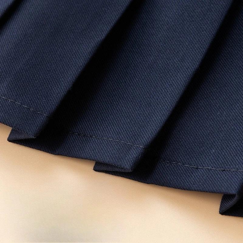 Anti-wrinkle Kids Girls Pleated Skirt Solid Color Midi Length Preppy Style Versatile Casual School Skirt for Girls Daily Wear