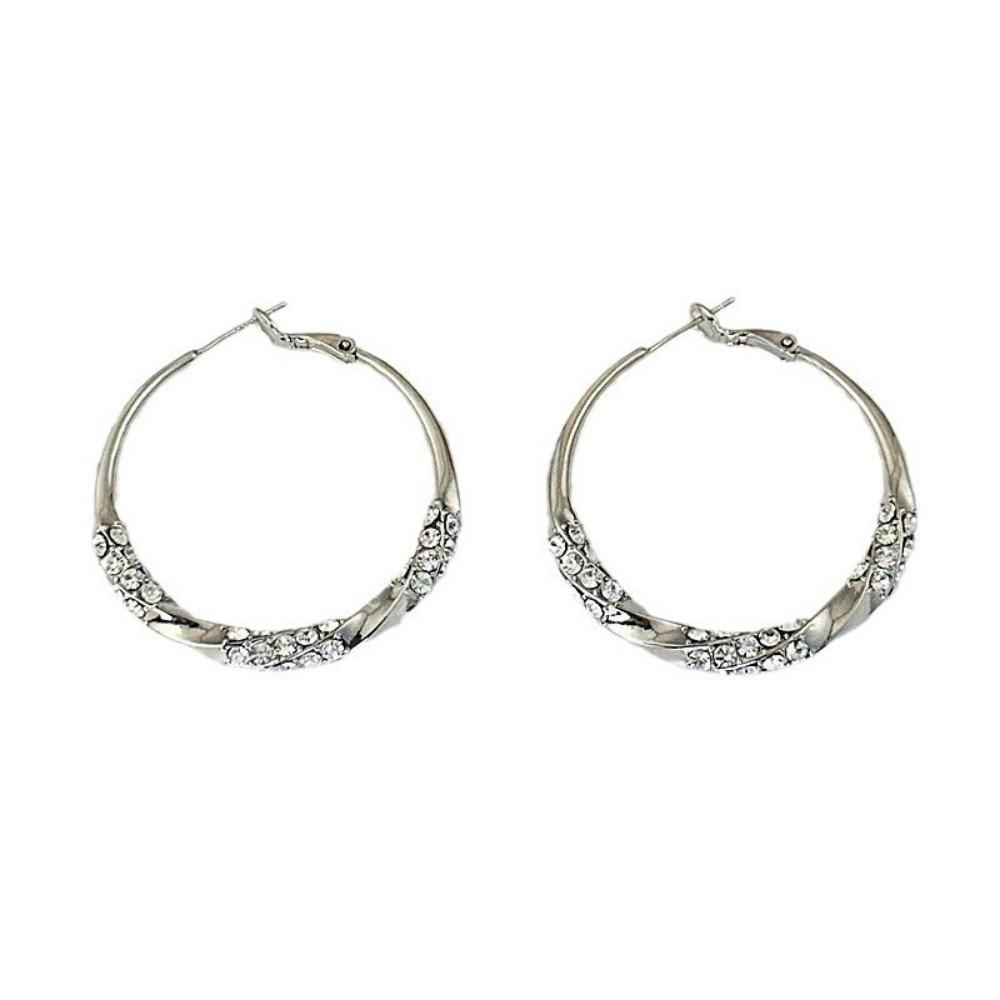 

Light Luxury Large Round Earrings Exaggerated Women Ear Jewelry Hoop Earrings Bridal Wedding серебряный