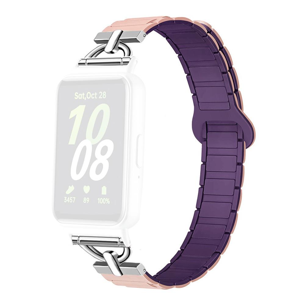 

For Samsung Galaxy Fit3 Magnetic Watch Strap Silicone Wrist Band with D Ring Connector B