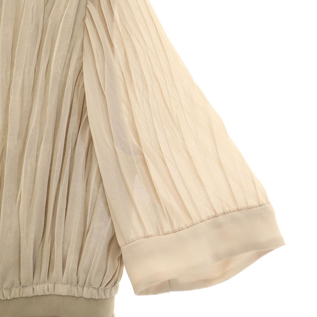 CLANE Floral pattern switching Short sleeve Pleated Long dress 1 beige Women Used