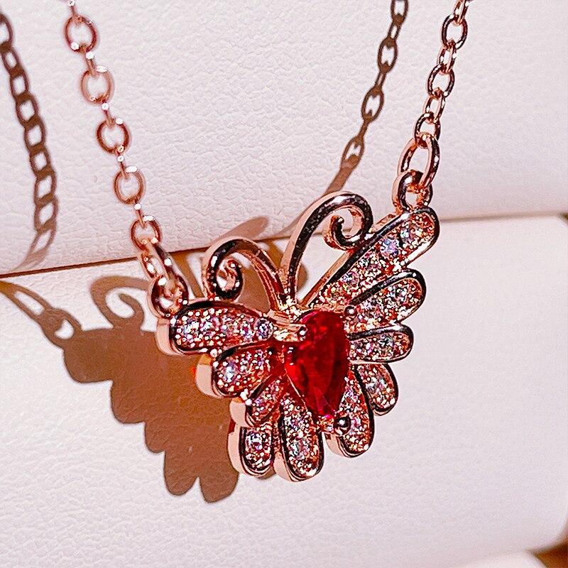 BELLA BOX Classic Pendant Necklaces With Butterfly For Women Charm Wedding Engagement Fine Jewelry