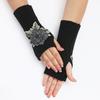 New Autumn and Winter Women's Knitted Woolen Sleeve Sleeves Half Finger Exposed Gloves Fashionable and Warm Short Wrist Guards Flower Gloves