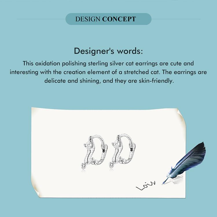 WOSTU Authentic 925 Sterling Silver Delicate Cute Cat Earrings for Women Jewelry Gift