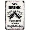 Humorous Drinking "Bottled Up" Metal Plaque, Vintage Bar Decor, Man Cave Art Accent for Alcohol & Humor Fans