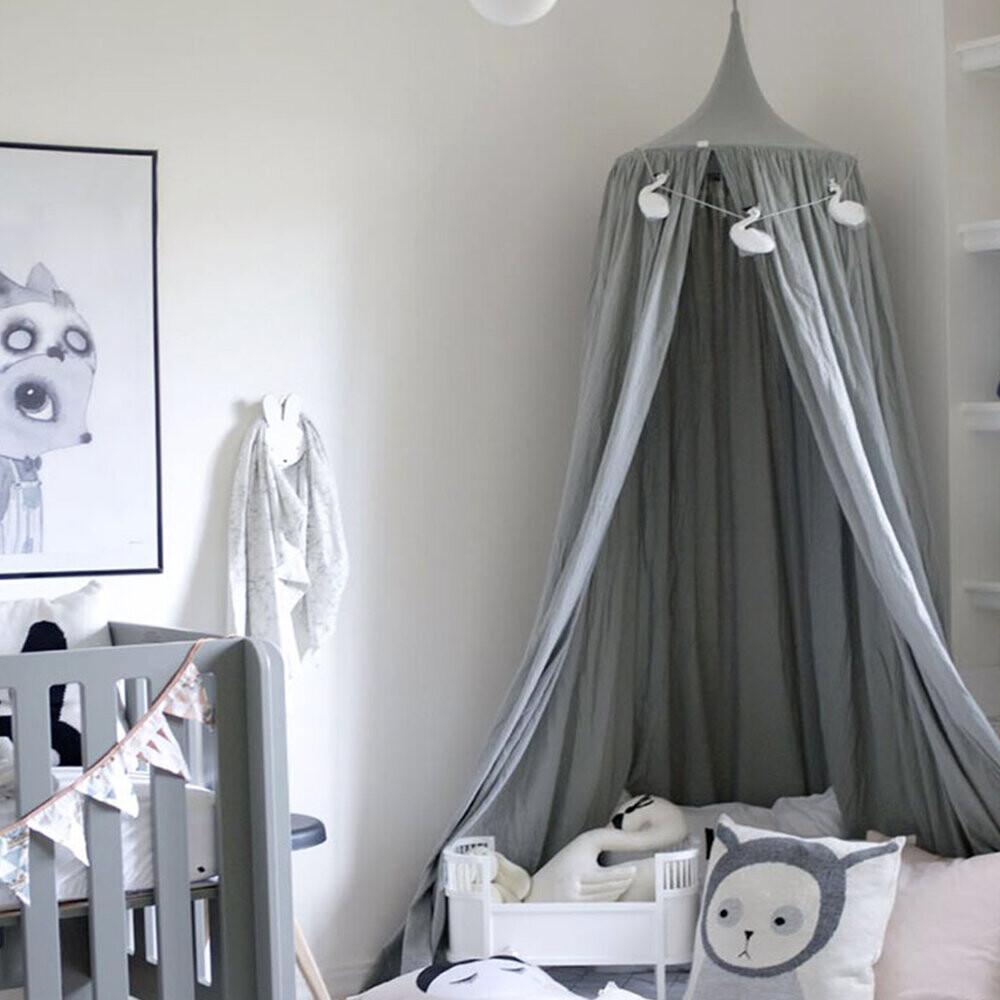 Tenda Tenda a Baldacchino Rotonda per Cameretta Bambini in Morbido Cotone Stile Nordico